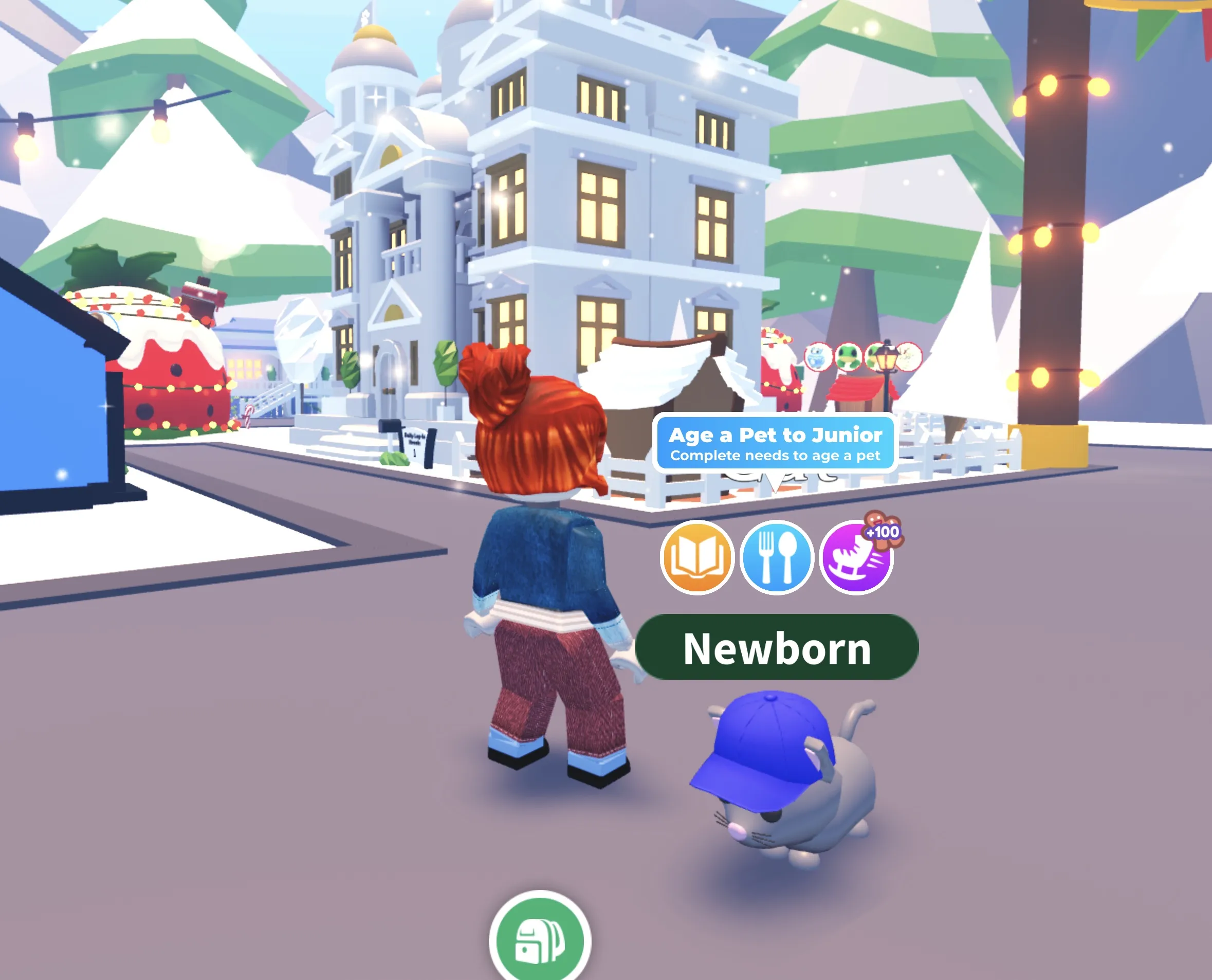 Roblox Adopt Me pet inventory showing pets with styled font names